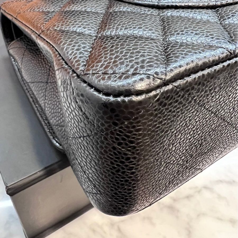 CHANEL CF25 黑銀 牛皮魚子醬紋 近全新-48
