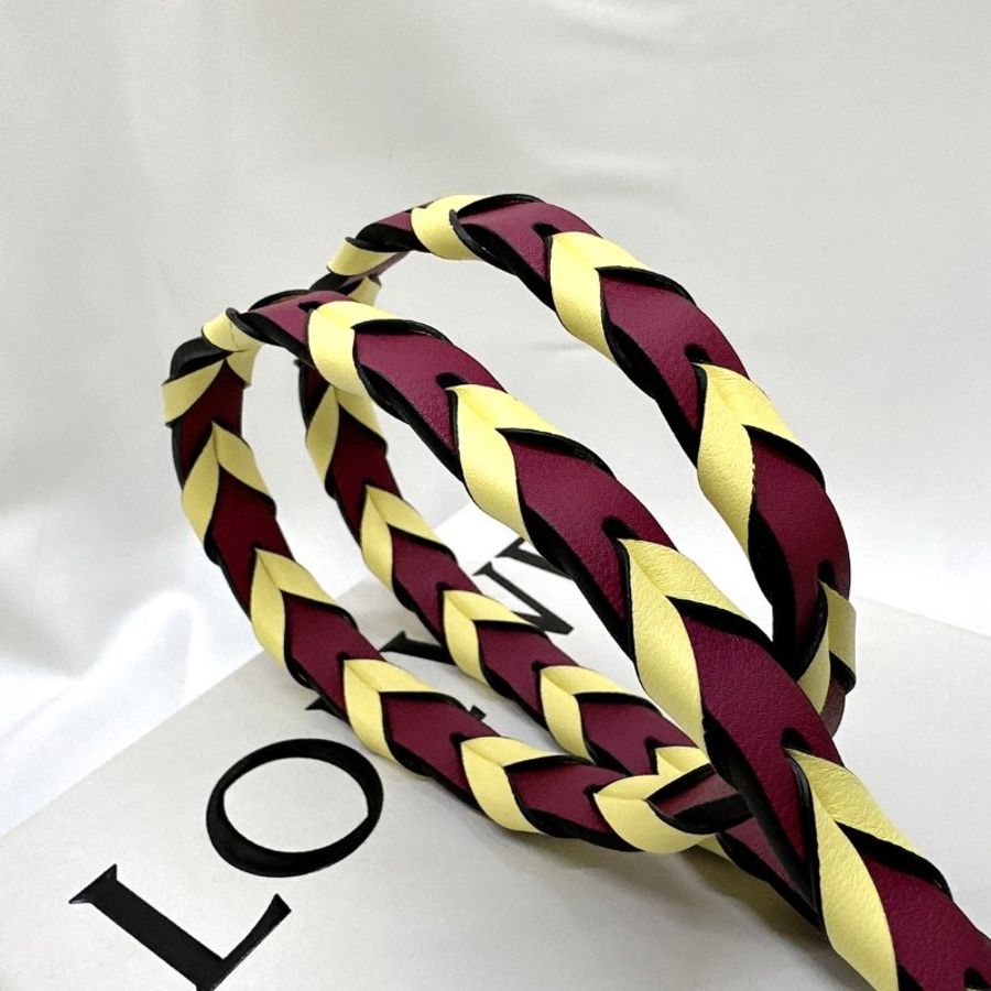 LOEWE 全新皮穿拚色編織背帶-4