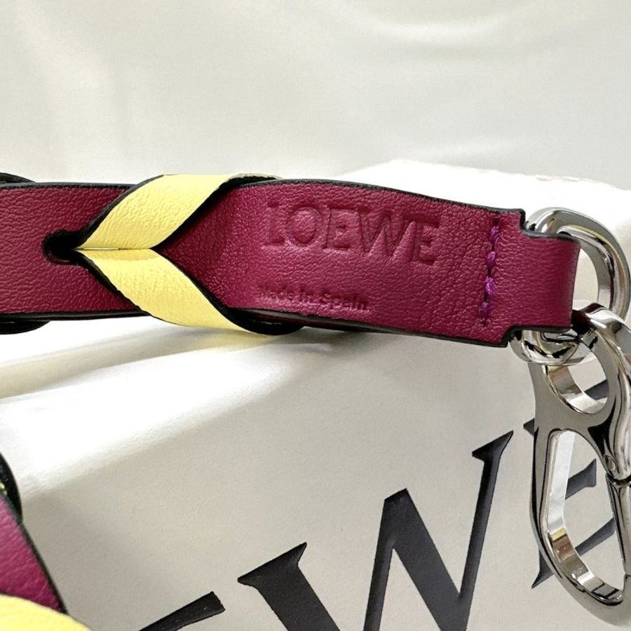 LOEWE 全新皮穿拚色編織背帶-5