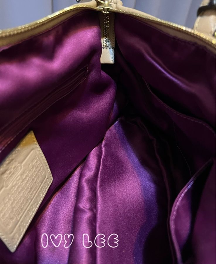 Coach 18620 Madison 縮褶皮革 Sophia 單肩包 斜背包 手提包 奶茶色 二手精品-7