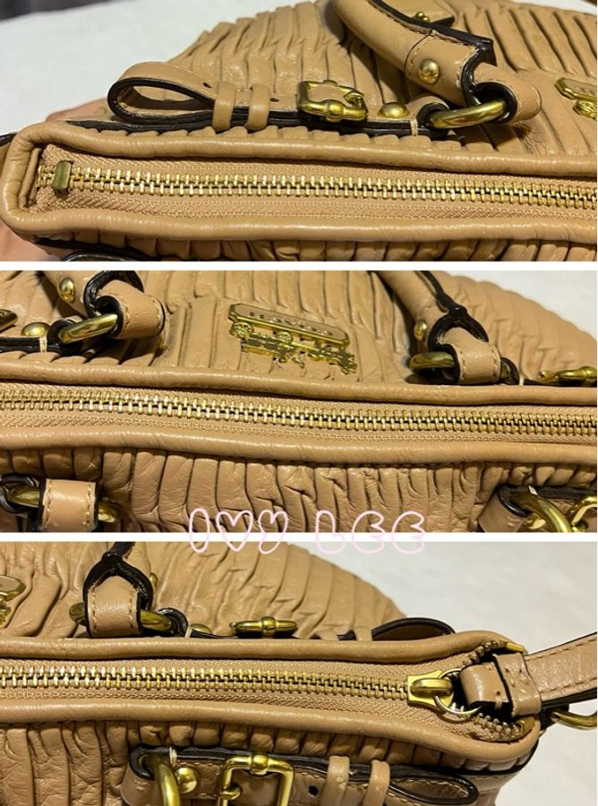 Coach 18620 Madison 縮褶皮革 Sophia 單肩包 斜背包 手提包 奶茶色 二手精品-15
