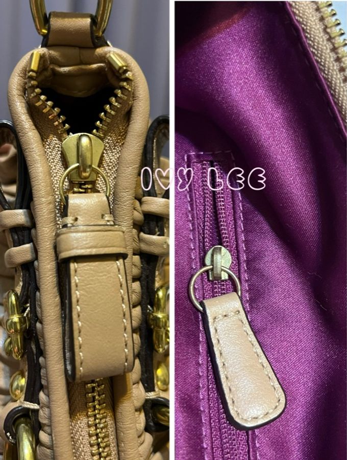 Coach 18620 Madison 縮褶皮革 Sophia 單肩包 斜背包 手提包 奶茶色 二手精品-17