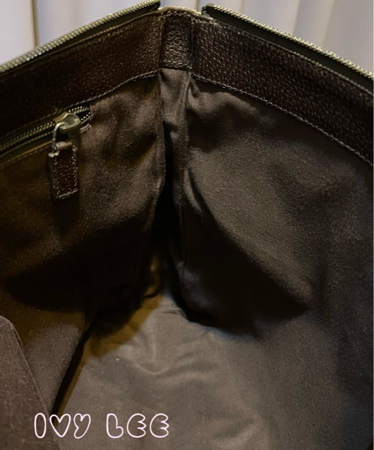 GUCCI 110054 經典款雙G緹花 斜背包 肩背包 書包(咖啡) 二手精品-6