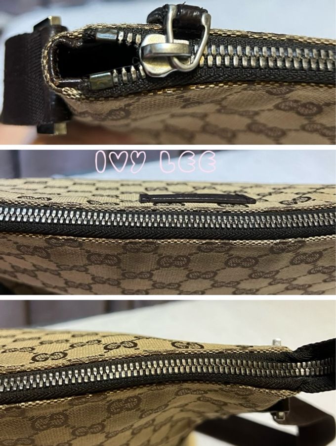 GUCCI 110054 經典款雙G緹花 斜背包 肩背包 書包(咖啡) 二手精品-15