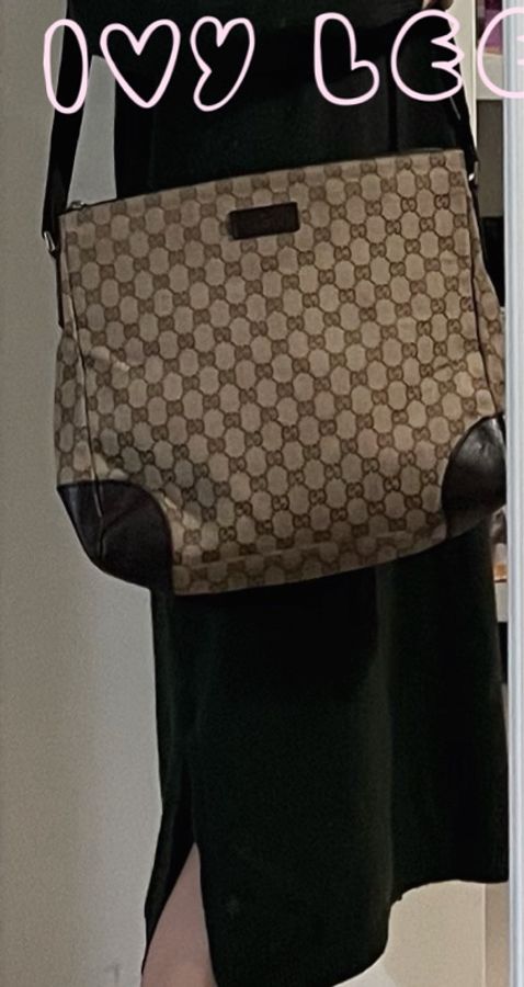 GUCCI 110054 經典款雙G緹花 斜背包 肩背包 書包(咖啡) 二手精品-24