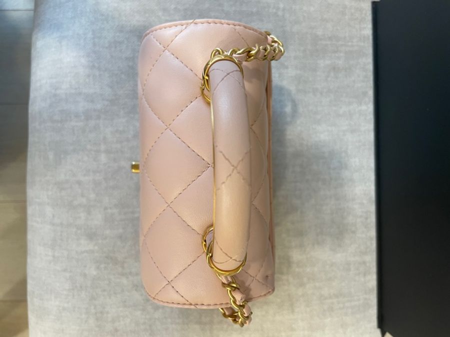 Chanel 迷你手把口蓋包 櫻花粉 方胖提把包Chanel Mini Flap Bag with Top Handle-24