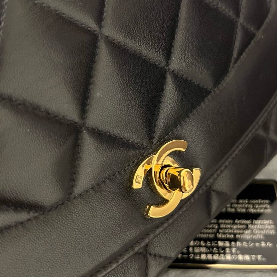 Chanel Vintage 黛妃包 22cm 絕版品 3開 24K金-10