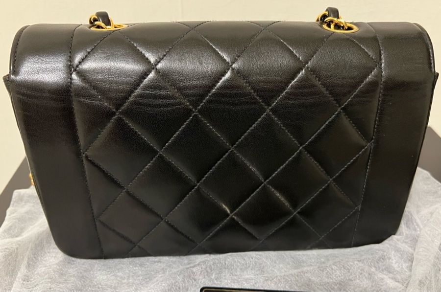 Chanel Vintage 黛妃包 22cm 絕版品 3開 24K金-12