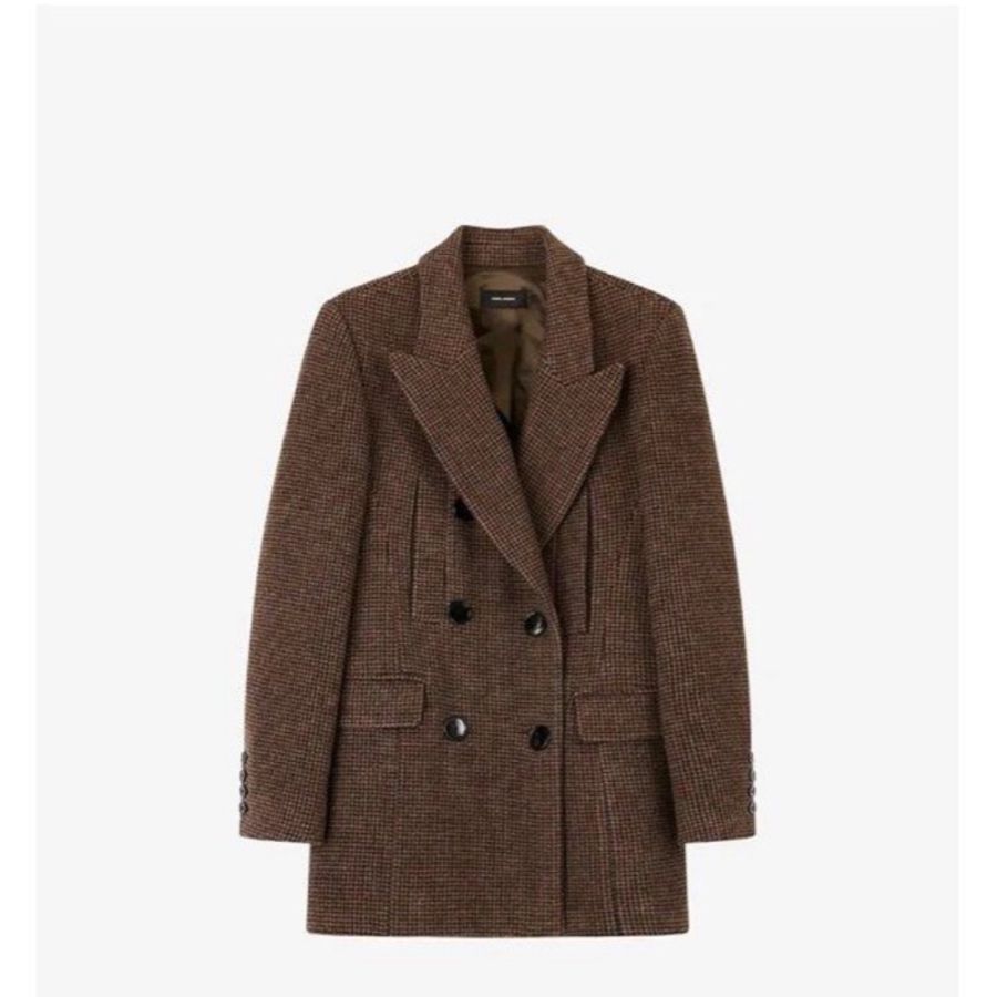 Isabel marant 千鳥紋格紋西裝外套 闊肩大衣-4