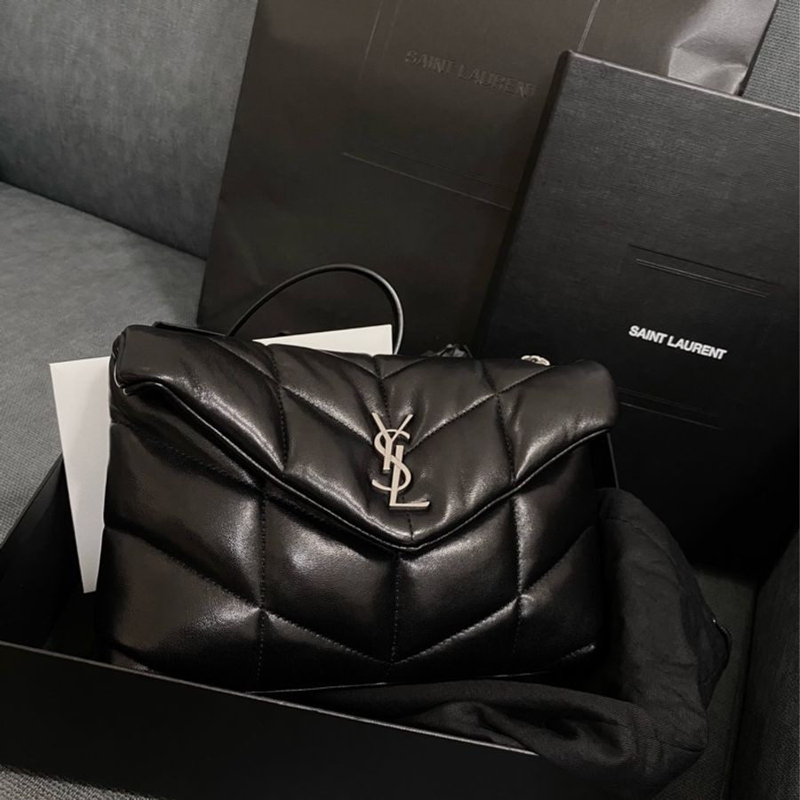 YSL mini puffer 黑銀-1