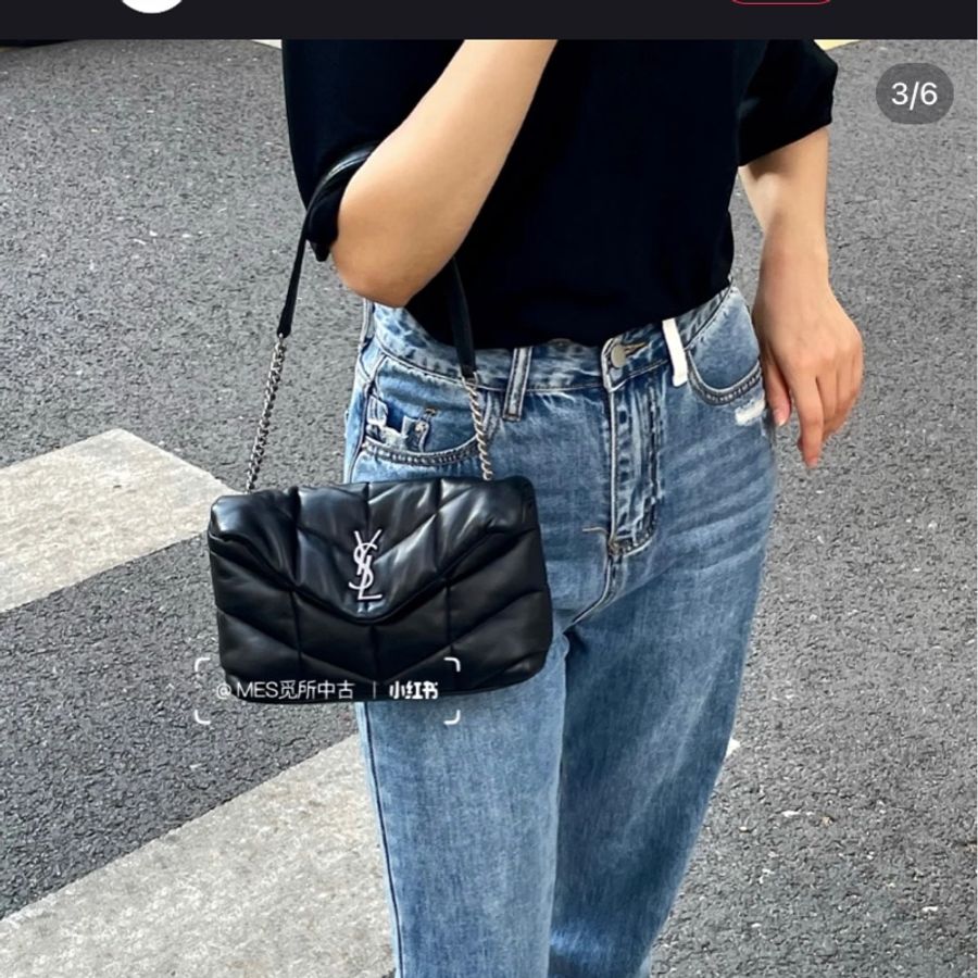 YSL mini puffer 黑銀-4