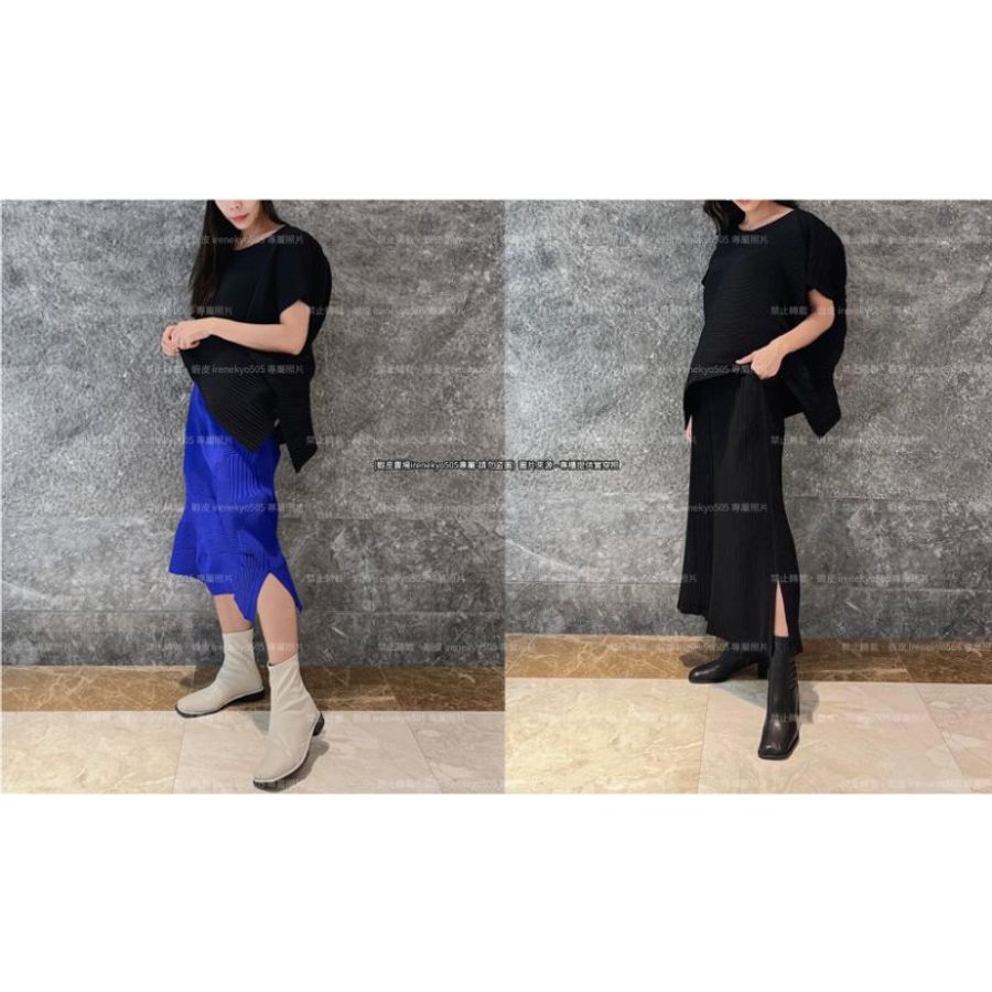 (全新特價) ISSEY MIYAKE 主線灰藍色橫摺造型上衣 2號 三宅一生 專櫃正品-3