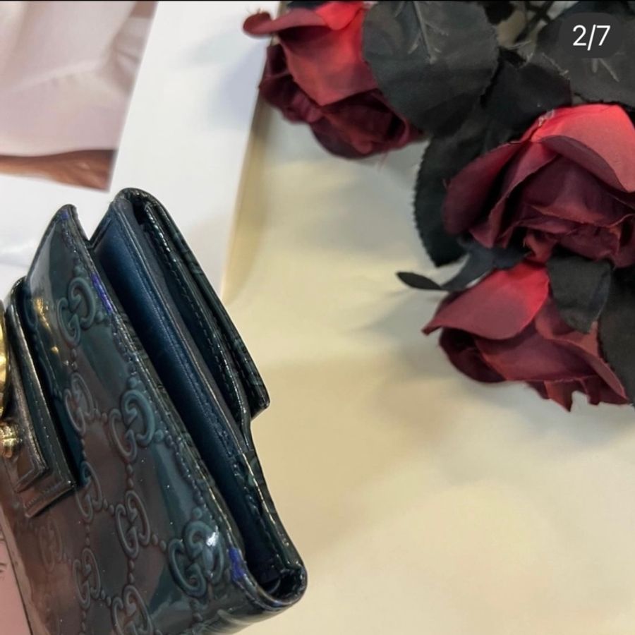 瑞奇二手精品 gucci 短夾 漆皮印花 美品-1