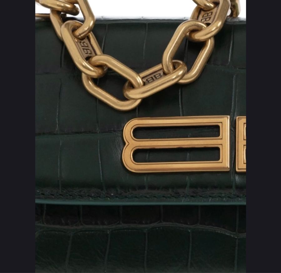 NOW BAGS｜【全新代購】BALENCIAGA logo BB鱷魚壓紋鏈條斜背包-4