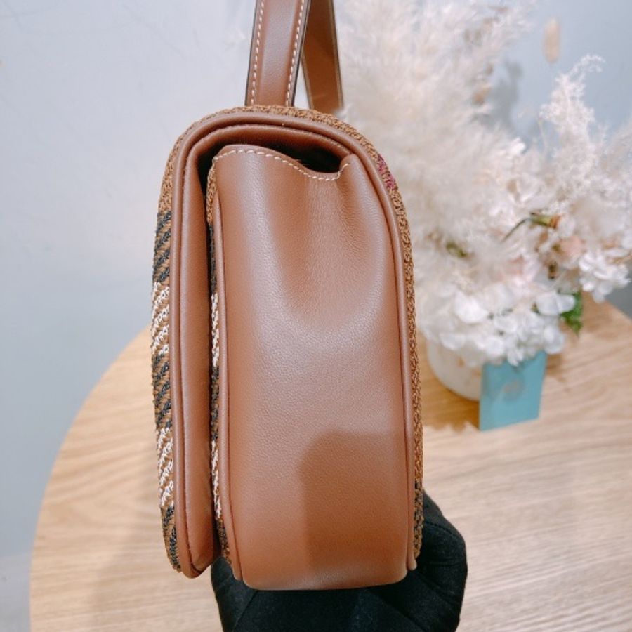 Burberry Lola Fabric 巴寶莉格子紋咖色 單肩/斜跨包-3