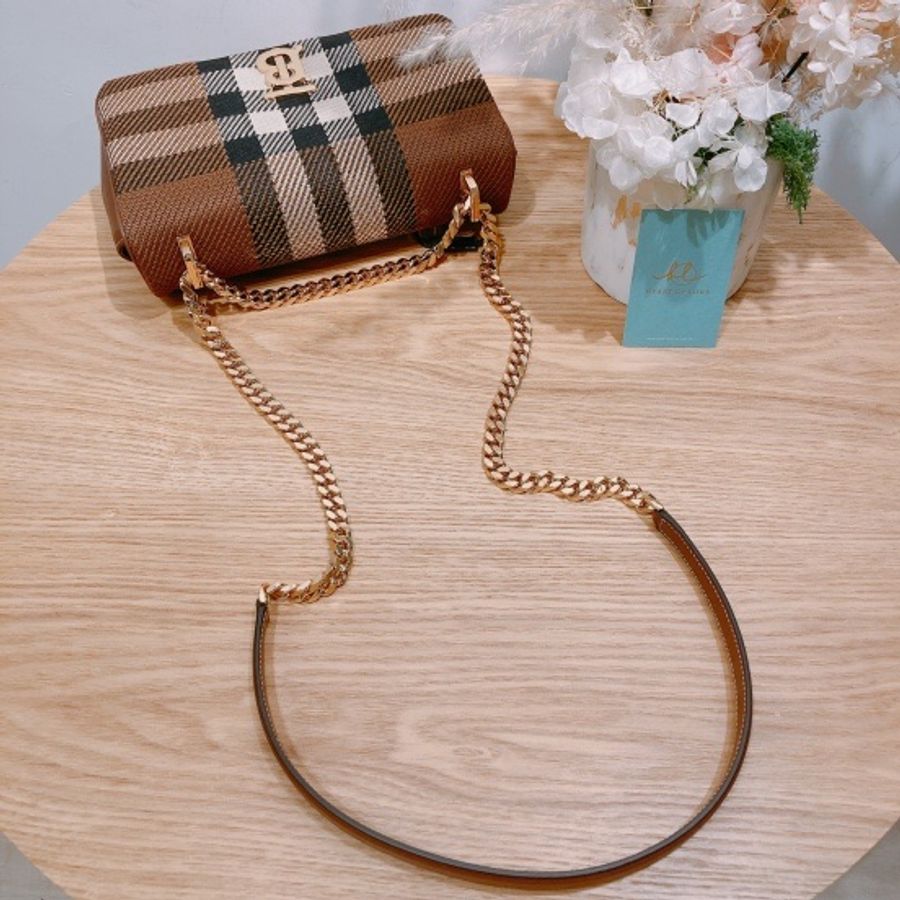 Burberry Lola Fabric 巴寶莉格子紋咖色 單肩/斜跨包-7