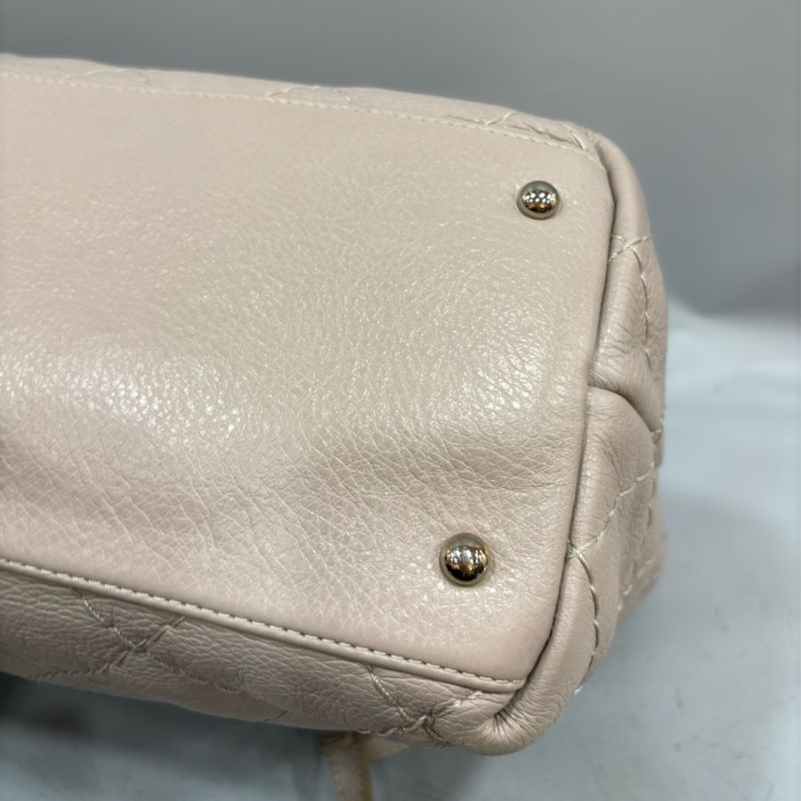 CHANEL 奶茶色 荔枝皮 銀釦 托特包 肩背包 購物包-29