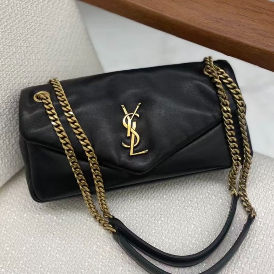Saint Laurent 734153 YSL CALYPSO 可滑動雙鍊小羊皮包 黑色《2024季度新品》-4