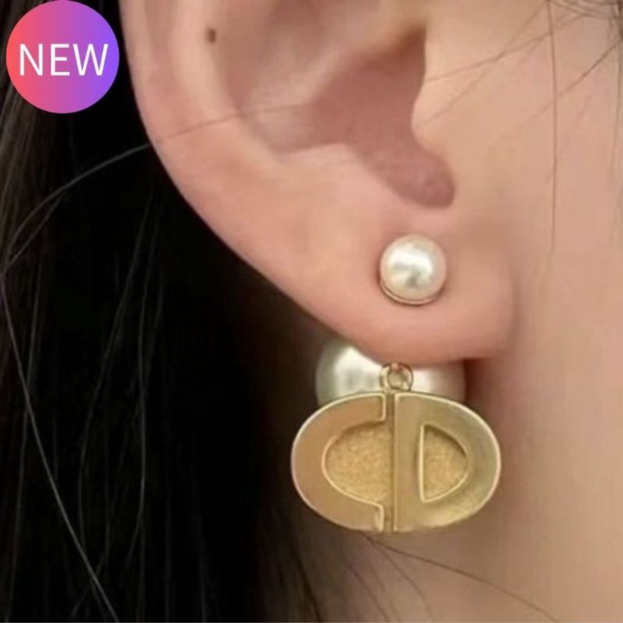 Dior Tribales 金色飾面金屬和白色樹脂珍珠耳環-0