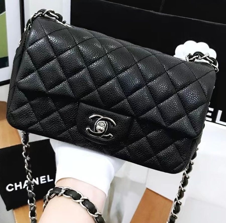 🎉限時優惠價🎉CHANEL Caviar 大mini 牛皮銀扣-0