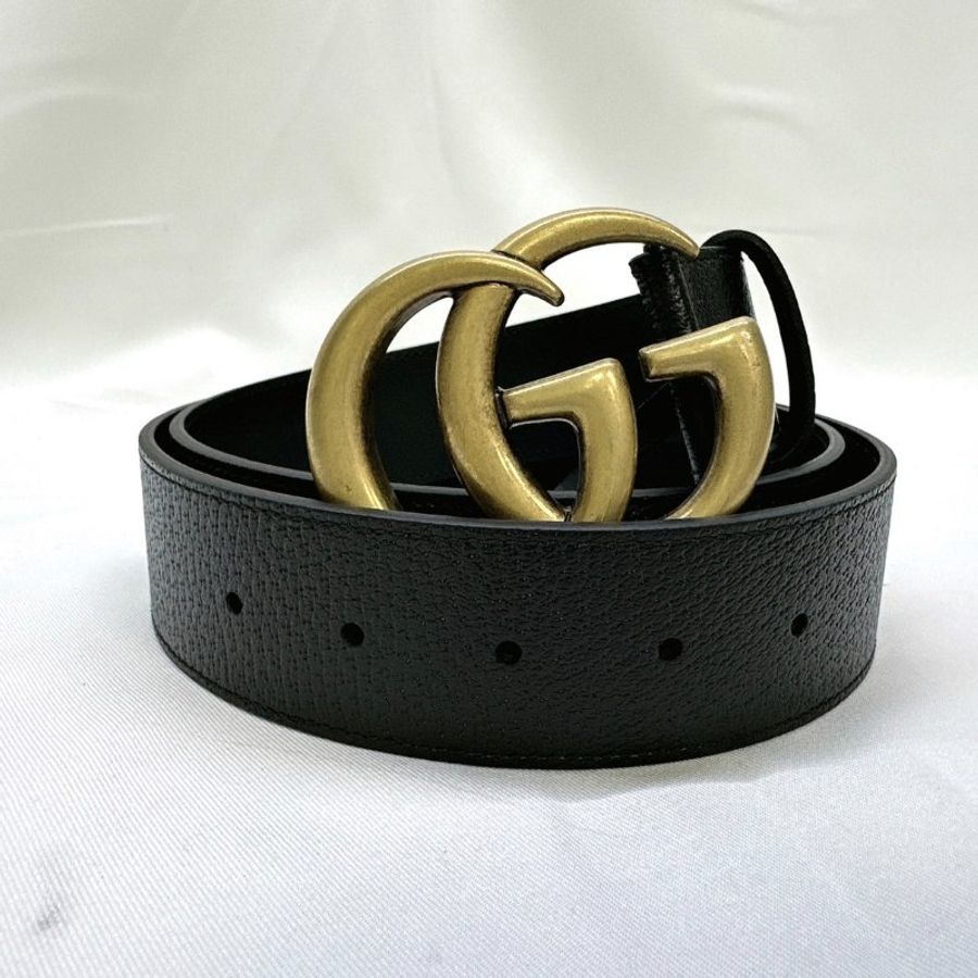 GUCCI 全新仿舊金色雙G皮帶-4