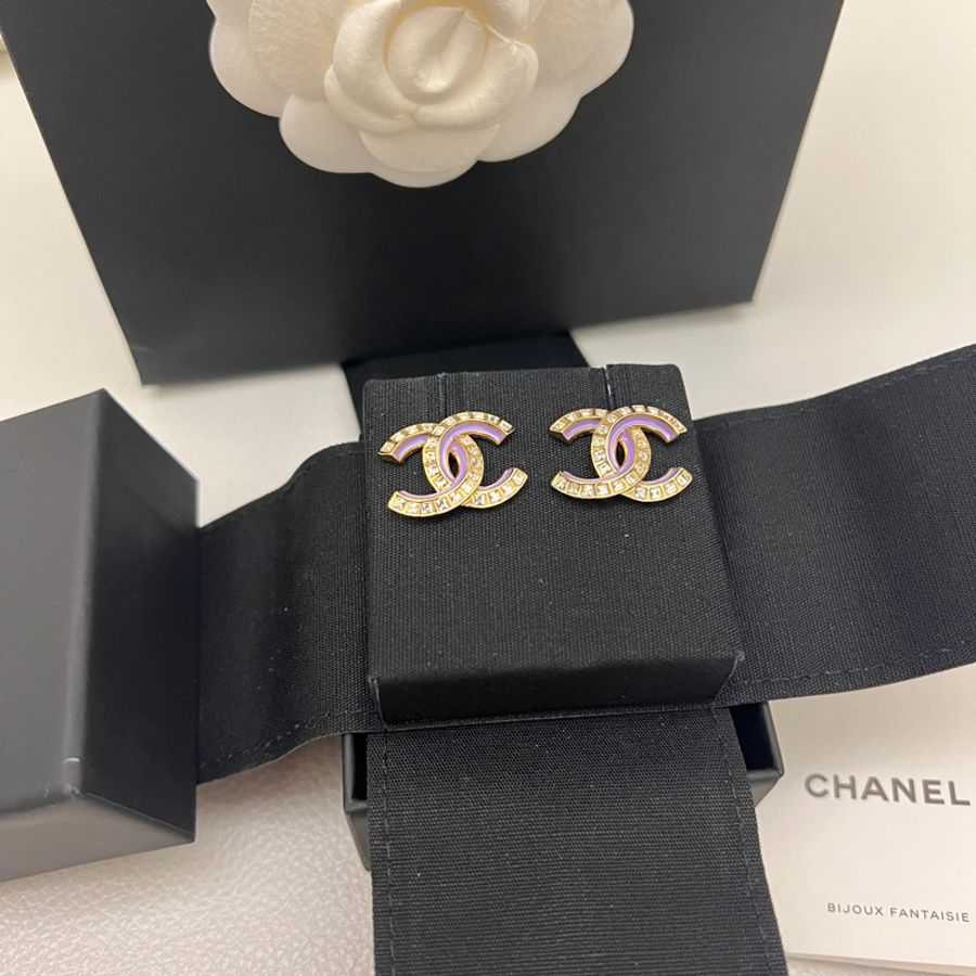 經典款 CHANEL 24C 雙C 水鑽耳環 耳釘-2