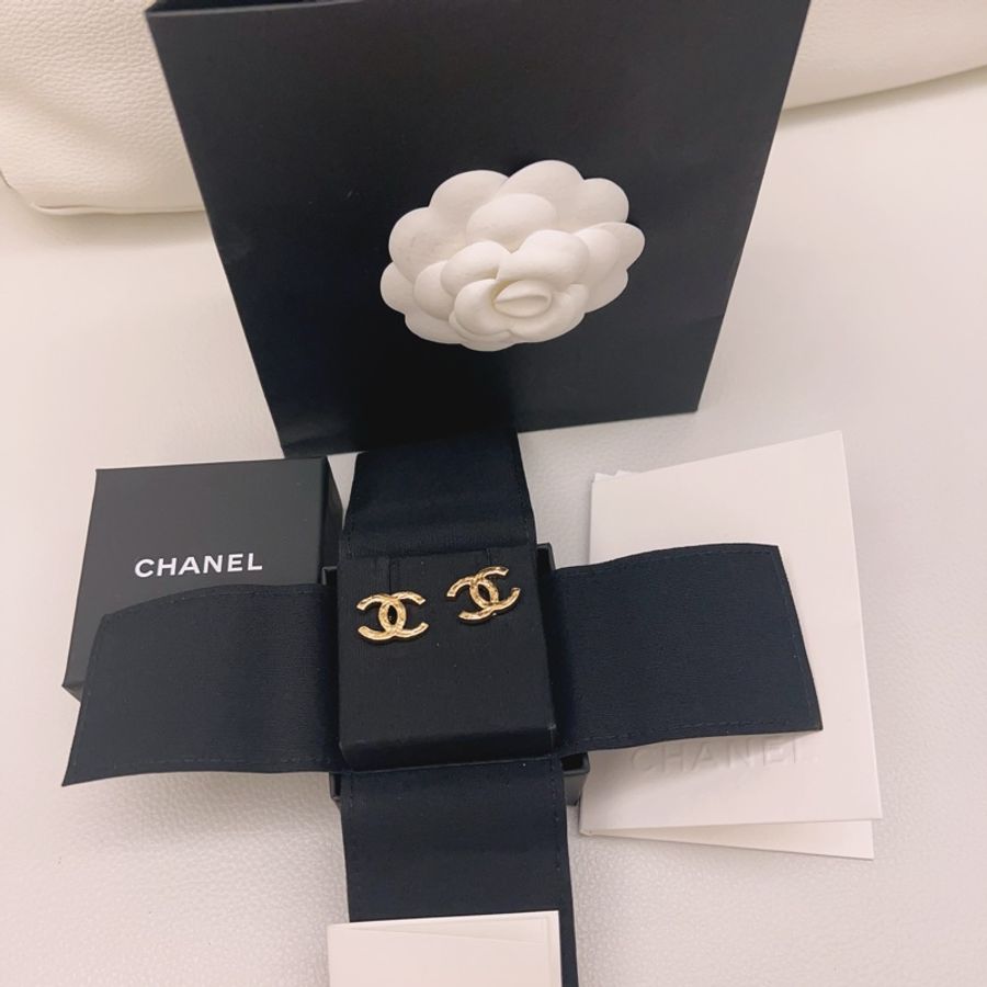 經典款 CHANEL 雙C 復古金扣 耳環 耳釘-0