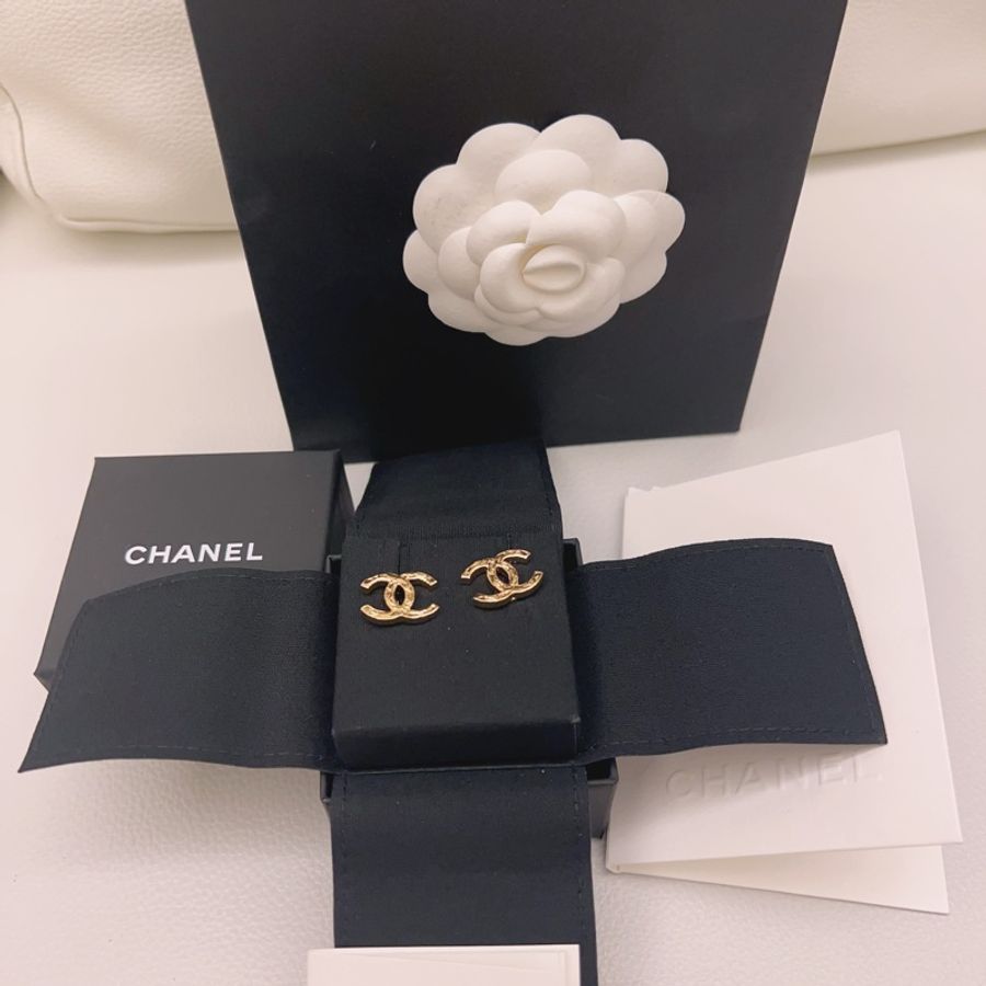 經典款 CHANEL 雙C 復古金扣 耳環 耳釘-1