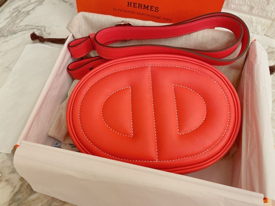 (🎉已售)閒置新品大全配✨ Hermès 豬鼻子 in the loop多用途豬鼻腰包胸包跨包斜背肩背五用~玫瑰粉德克薩斯粉-3