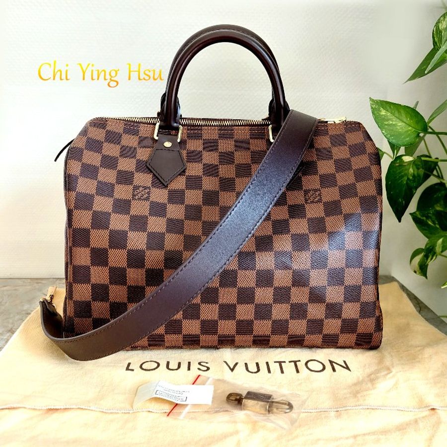 LV N41364 🎀現品實拍🎀 SPEEDY30 棋盤格紋波士頓包~二手約9.3成新-31