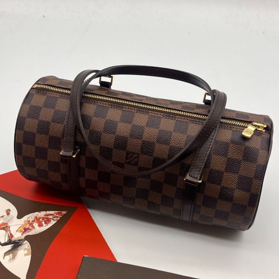 Louis Vuitton LV 咖啡色棋盤格 圓筒手提包-0