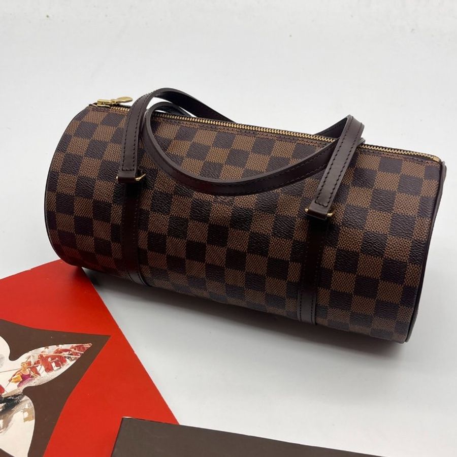 Louis Vuitton LV 咖啡色棋盤格 圓筒手提包-1