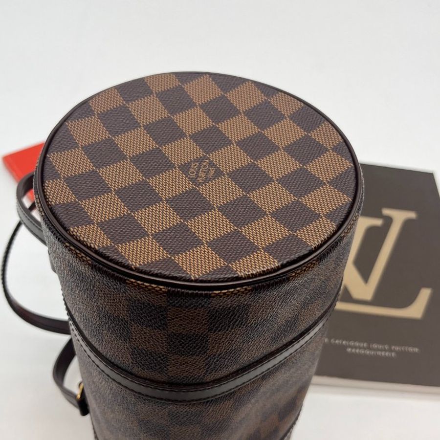 Louis Vuitton LV 咖啡色棋盤格 圓筒手提包-2