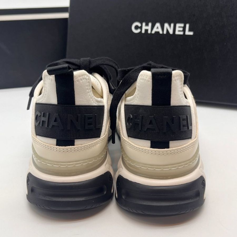 CHANEL 香奈兒 黑白撞色拚皮 菱格雙C 熊貓 運動鞋/平底鞋/鞋子 38號-5
