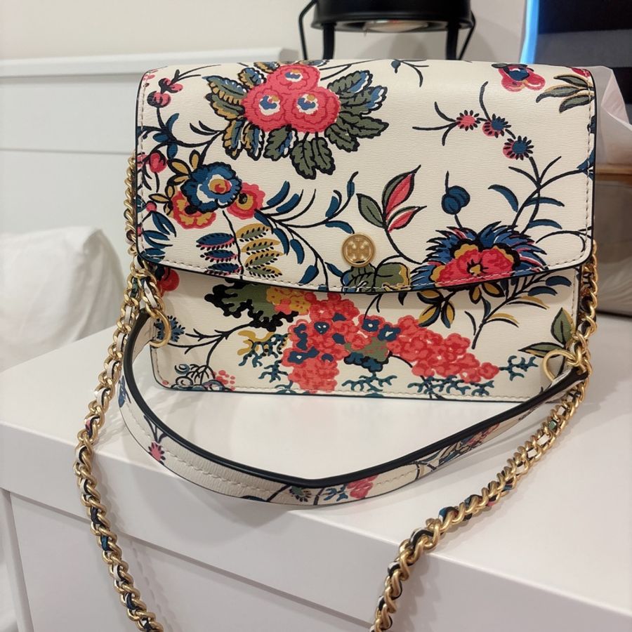 TORY BURCH］ 專櫃款防刮牛皮磁釦手提/斜背二用包鍊條包-1