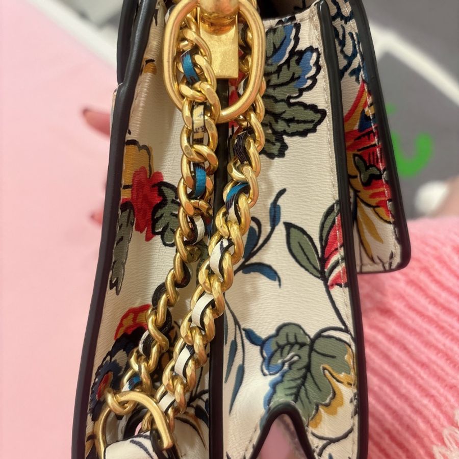 TORY BURCH］ 專櫃款防刮牛皮磁釦手提/斜背二用包鍊條包-3