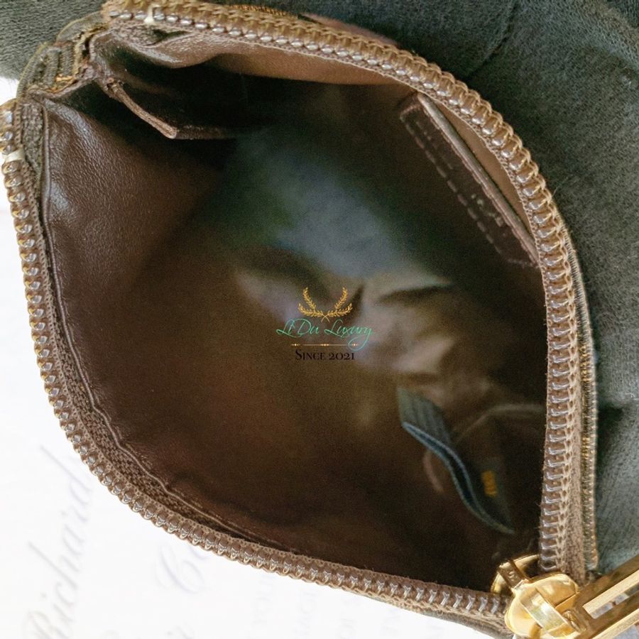 FENDI 芬迪 布面 緹花布 FFlogo 老花 一字拉鍊 零錢包 卡包-3