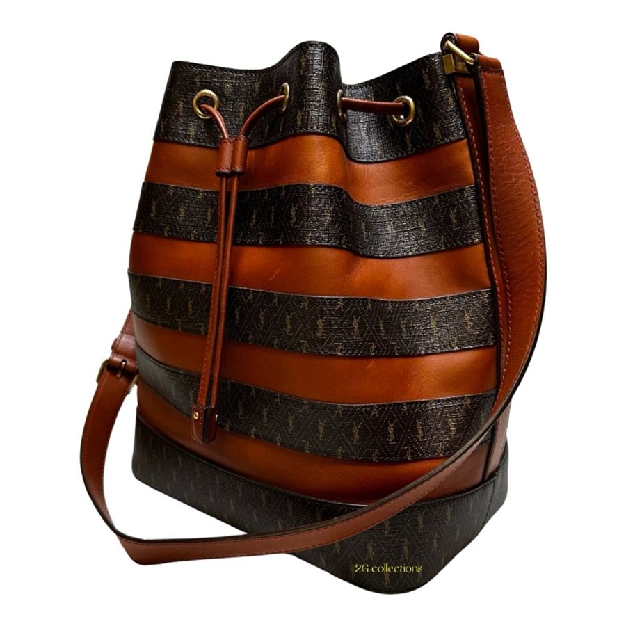 【YSL】 Saint Laurent LE MONOGRAMME 提花帆布皮革水桶包-1
