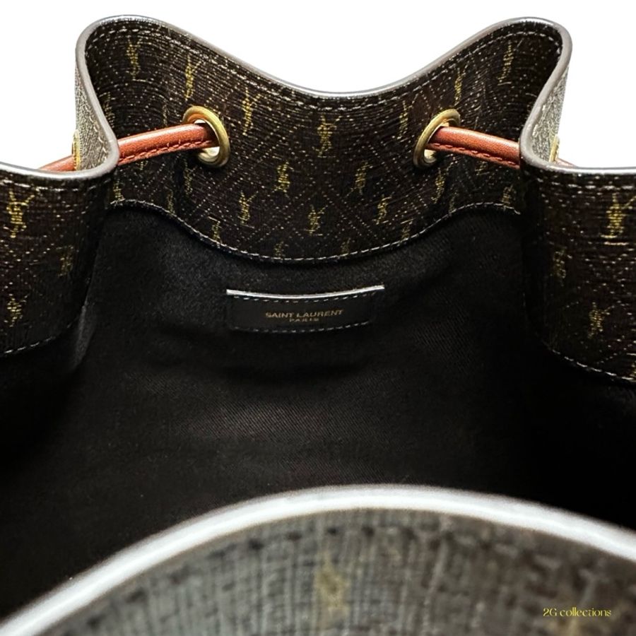 【YSL】 Saint Laurent LE MONOGRAMME 提花帆布皮革水桶包-5