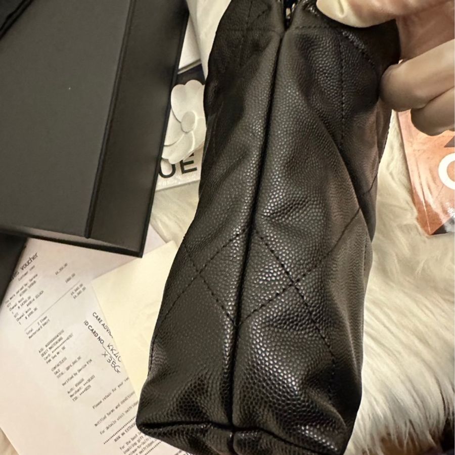 香奈兒 垃圾袋 22bag Chanel 22bag mini so black 魚子醬包包 荔枝紋牛皮-3