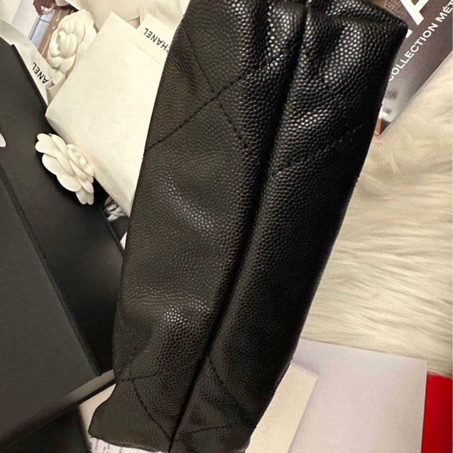 香奈兒 垃圾袋 22bag Chanel 22bag mini so black 魚子醬包包 荔枝紋牛皮-4