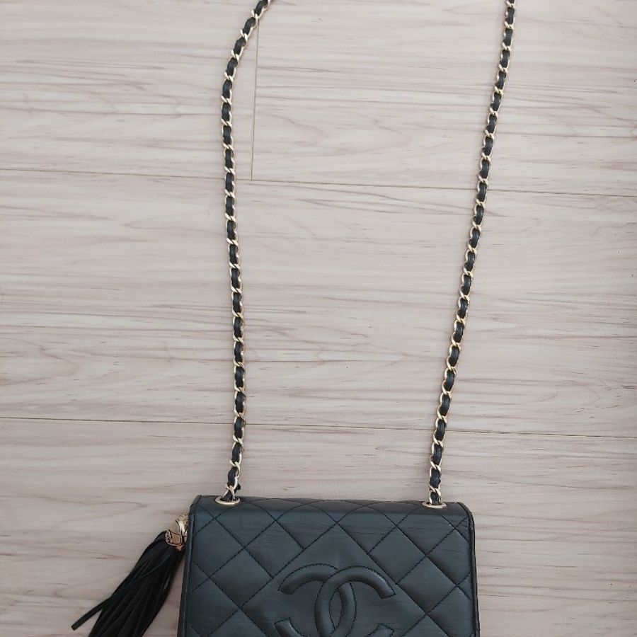 Chanel vintage 香奈兒 老香包 黑色不敗經典流蘇包-1