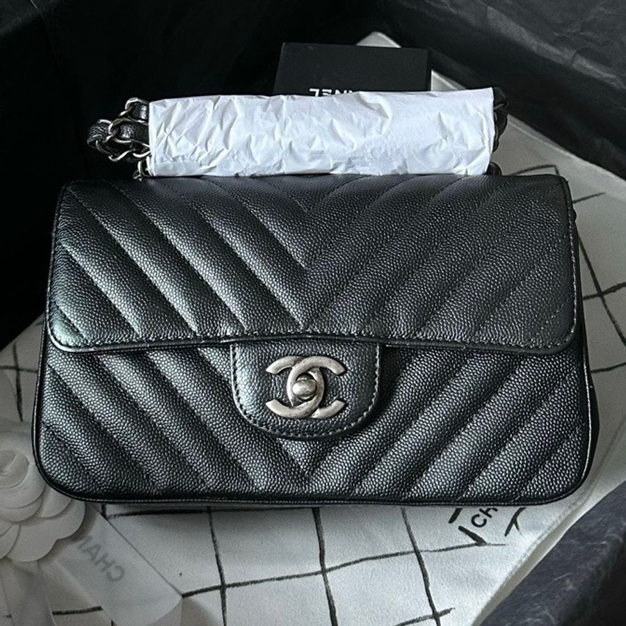 Chanel Caviar 20cm v收復古銀扣-0