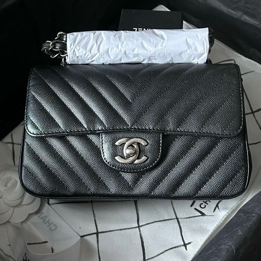 Chanel Caviar 20cm v收復古銀扣-1