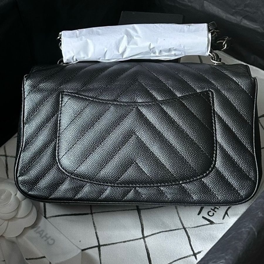 Chanel Caviar 20cm v收復古銀扣-2