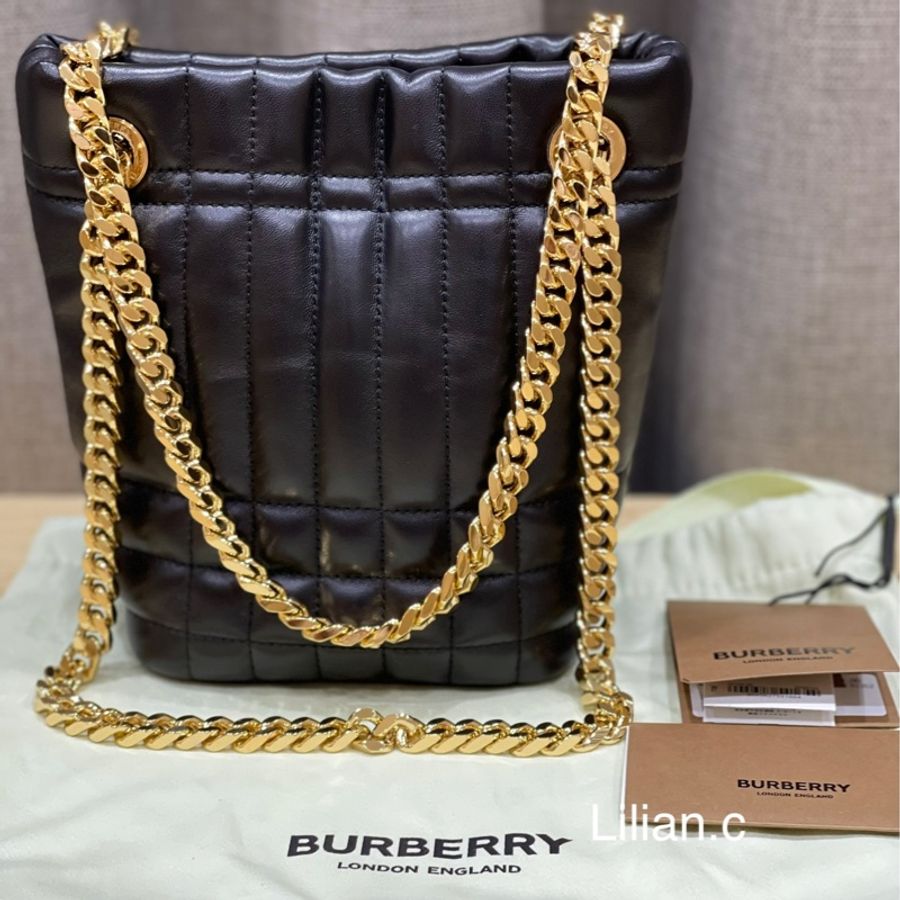 BURBERRY Lola绗缝羔羊皮鏈帶肩背/斜背迷你水桶包-2