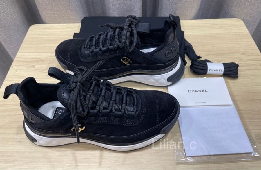Chanel 全新23K經典雙C麂皮氣墊運動鞋-2