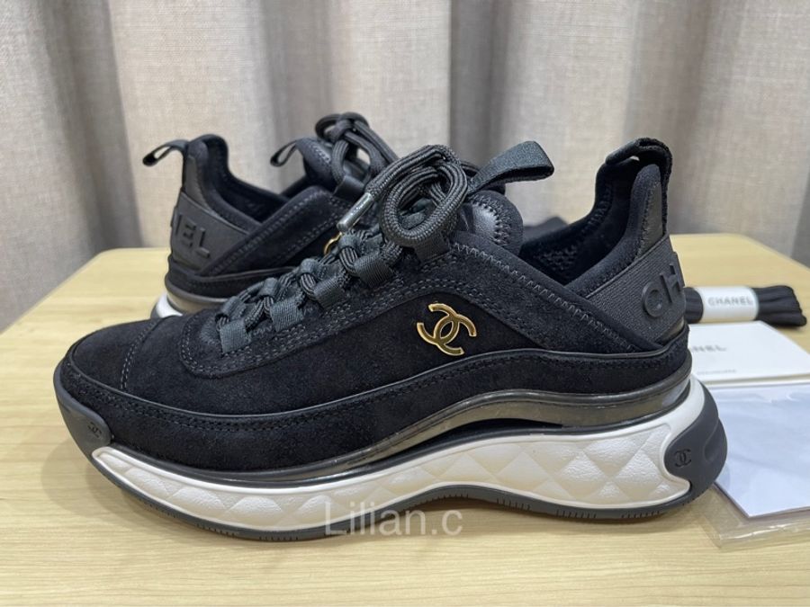 Chanel 全新23K經典雙C麂皮氣墊運動鞋-6