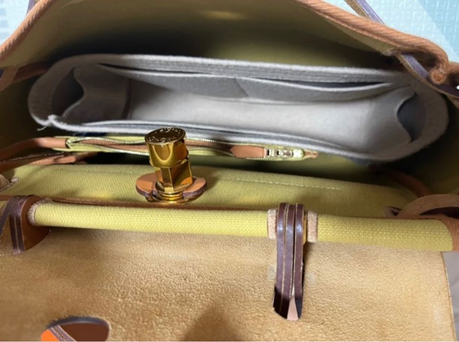 Hermes愛馬仕harbag31 帆布兩用包/金釦-7