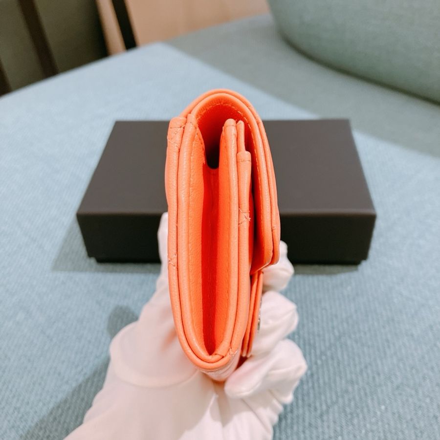 Chanel Flap Card Holder 香奈兒珊瑚粉紅羊皮卡包-10